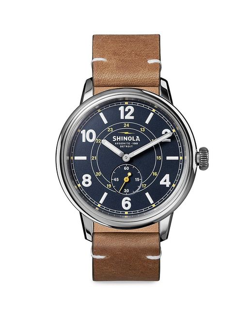 Shinola Traveler Subsecond Stainless Steel & Natural Leather Watch in
