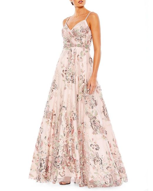 Mac Duggal Floral Bead & Sequin-embellished Gown in Pink | Lyst