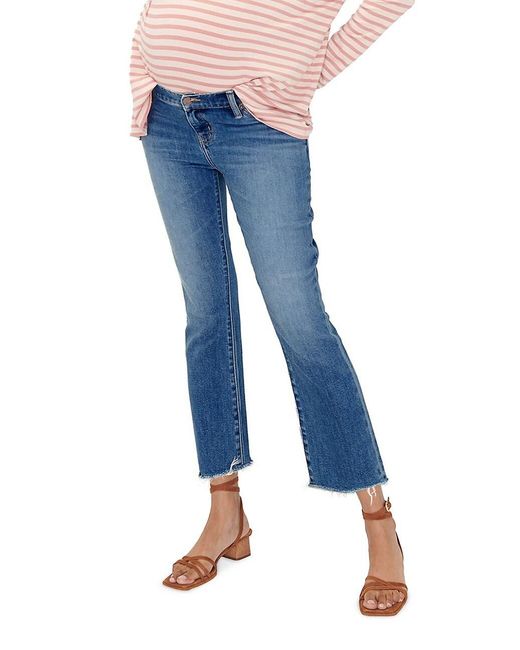 HATCH The Under The Bump Crop Maternity Jeans in Blue Lyst