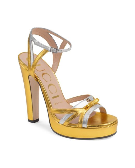 Gucci - Authenticated Sandal - Leather Gold Plain for Women, Very Good Condition
