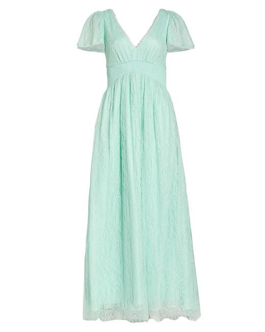 Alice + Olivia Lace Charlsie Smocked-waist Maxi Dress in Powder Blue ...