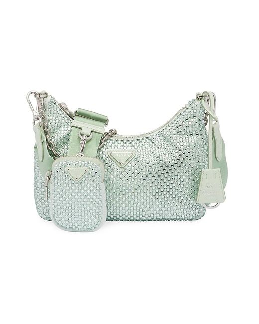 Prada Reedition 2005 Satin Bag With Crystals in Green Lyst
