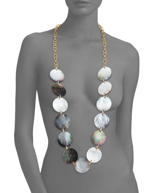 Mother-of-pearl Disc Necklace in Gray 