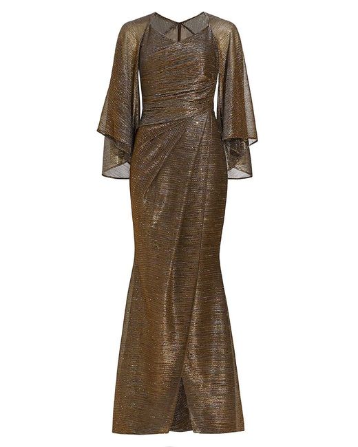 Talbot Runhof Asymmetric Metallic Gown in Brown | Lyst