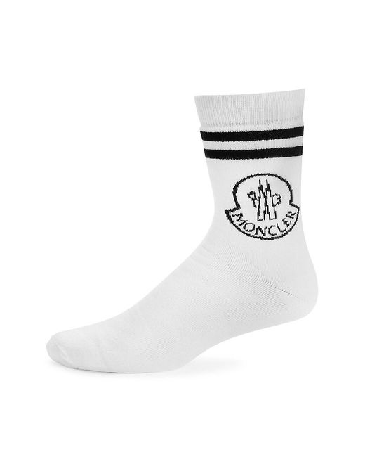 Moncler Logo Cotton Socks in White for Men | Lyst