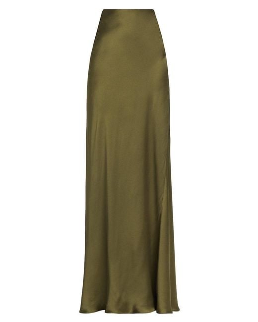 Nili Lotan Clelia Satin Maxi Skirt in Green | Lyst