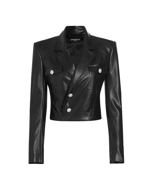Generation Love Karl Faux Leather Blazer in Black | Lyst