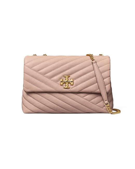 Tory Burch Kira Chevron Convertible Leather Shoulder Bag in Pink | Lyst
