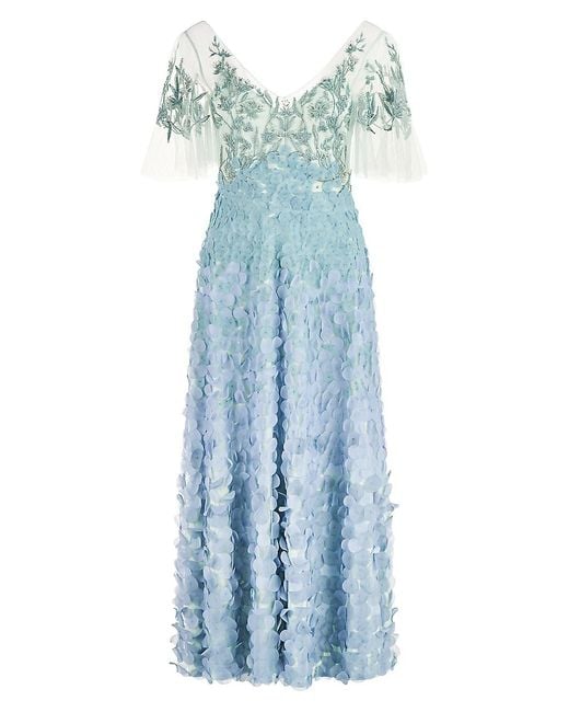 THEIA Synthetic Odette Ombré Petal Dress in Jade (Blue) | Lyst