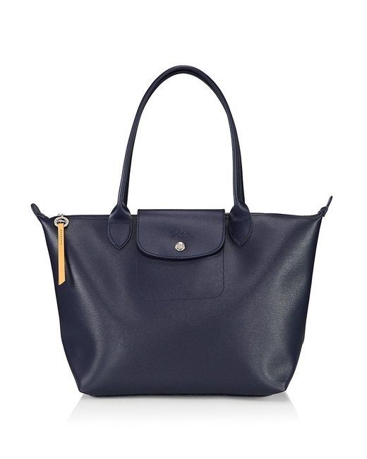Longchamp Le Pliage Medium Coated Canvas Tote in Navy (Blue) | Lyst