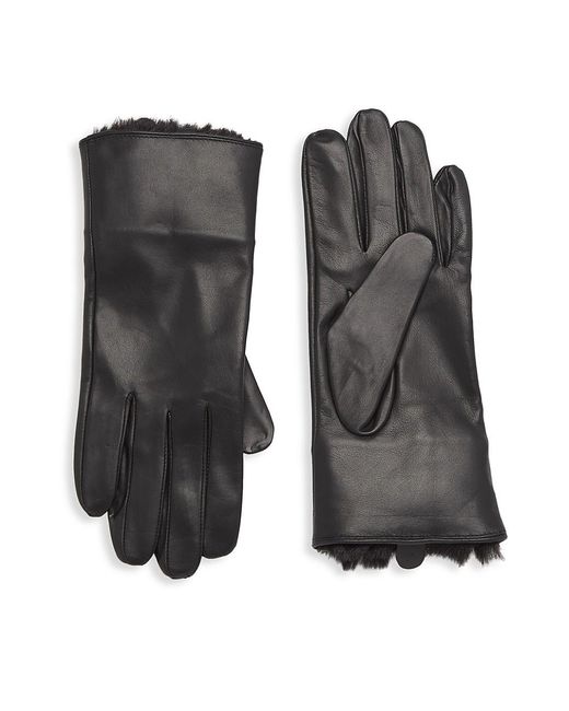 Surell Faux Furlined Leather Gloves in Black Lyst