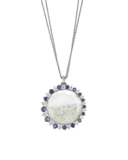 Renee Lewis 18k White Gold, Diamonds & Sapphire Shake Pendant Necklace ...