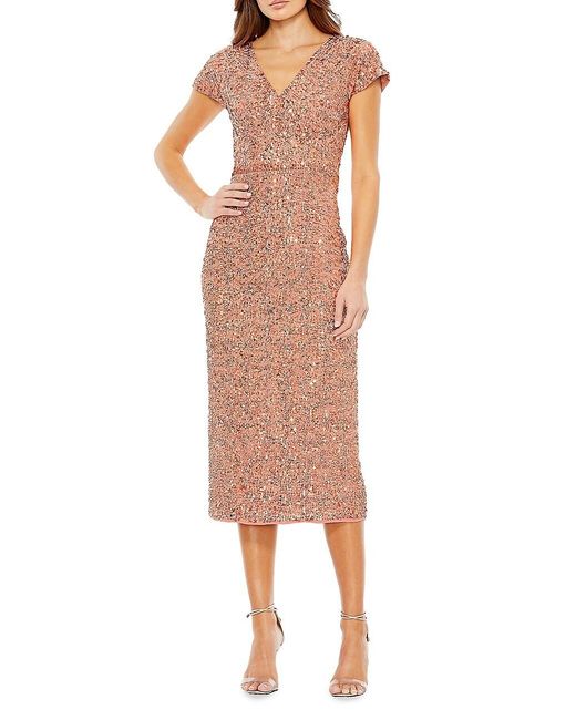 Mac Duggal Sequin Faux Wrap Cocktail Dress in Pink Lyst