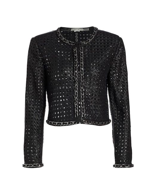 Alice + Olivia Brixton Chain-embellished Leather Jacket in Black | Lyst