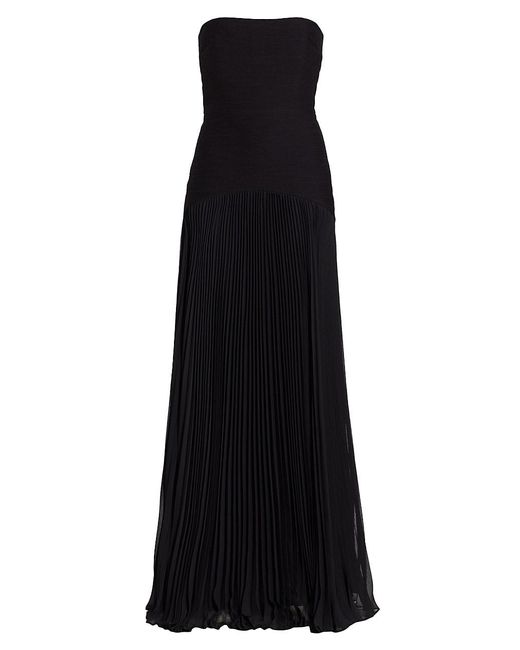 Alexis Synthetic Sunniva Strapless Pleated Gown in Black | Lyst