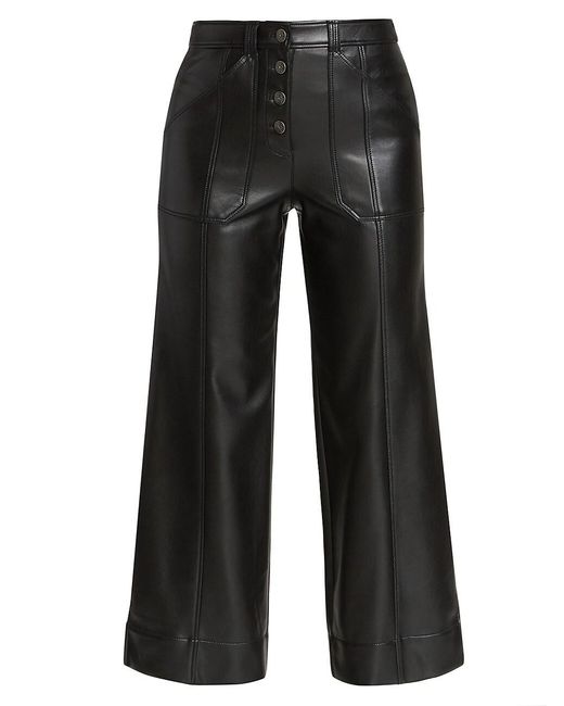 Cinq À Sept Benji Faux Leather Cropped Pants in Black | Lyst