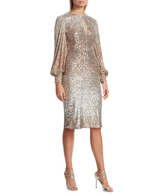 badgley mischka puff sleeve gown
