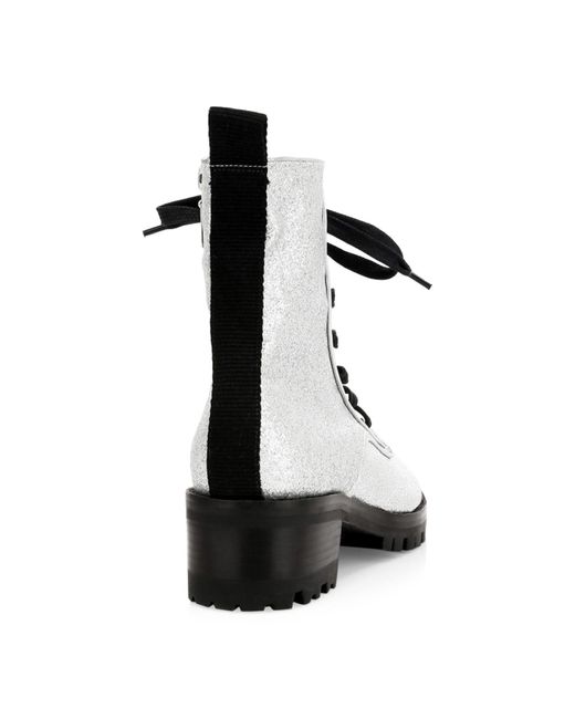 silver glitter combat boots