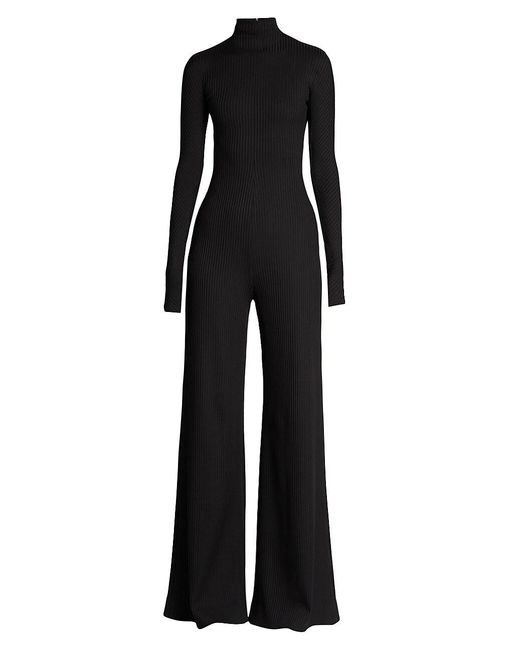 Balenciaga Synthetic Turtleneck Rib-knit Jumpsuit in Black | Lyst