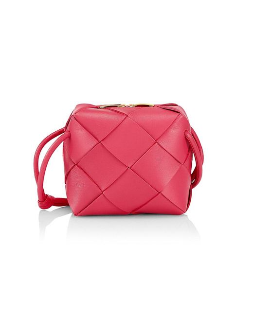 Bottega Small Intreccio Leather Camera Bag in Red Lyst