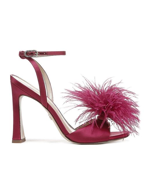 Sam Edelman Leon Feather-trim Heels in Raspberry (Pink) | Lyst