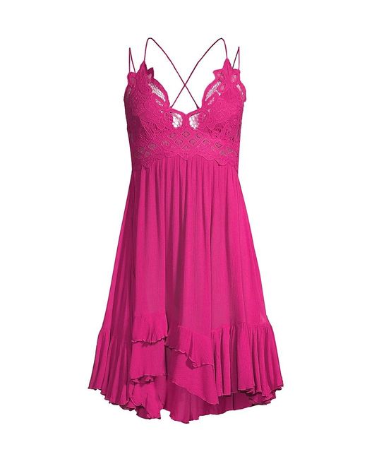 Free People Lace Adella Slip Dress in Pink | Lyst
