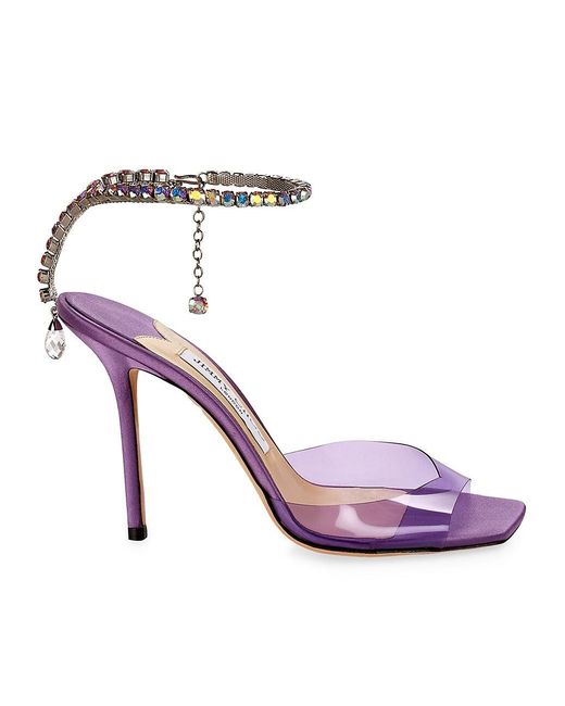 Jimmy Choo Saeda Crystal Ankle Bracelet Sandals in Pink Lyst
