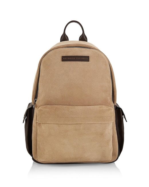Brunello Cucinelli Pocketed Leather Backpack in Tobacco (Natural) for ...