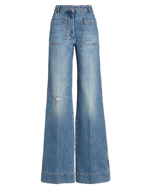 Victoria Beckham Denim Alina High-waisted Wide-leg Jeans in Blue | Lyst