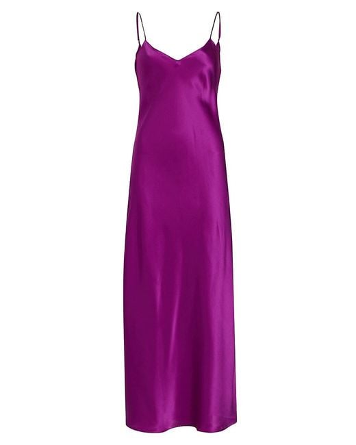 DANNIJO Core Mossy Silk Satin Maxi Slipdress in Fuschia (Purple) Lyst