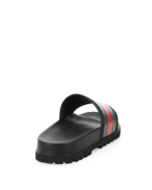 gucci stripe rubber slide sandal