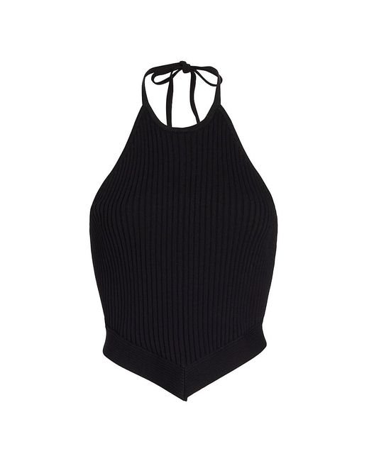 Ganni Synthetic Ribknit Halter Top in Black Lyst