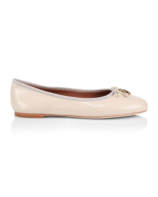 Tory Burch Tory Charm Leather Ballet Flats Save 50 Lyst