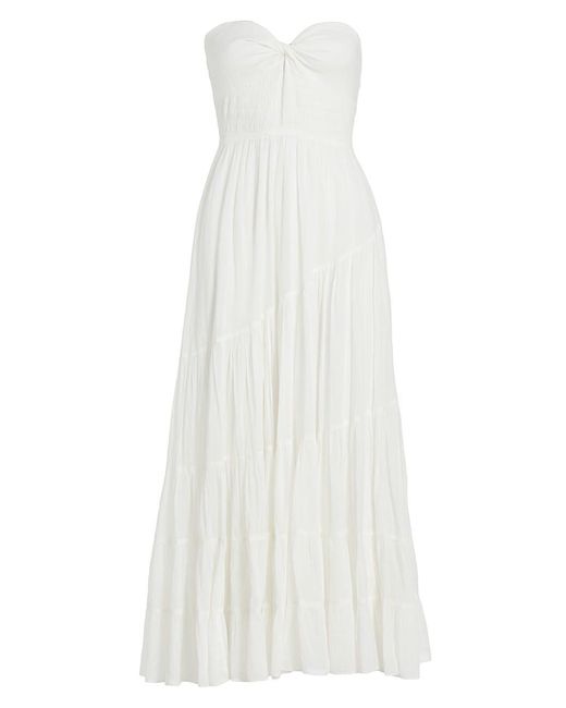 Free People Sundrenched Strapless Tiered Maxi Dress in White | Lyst