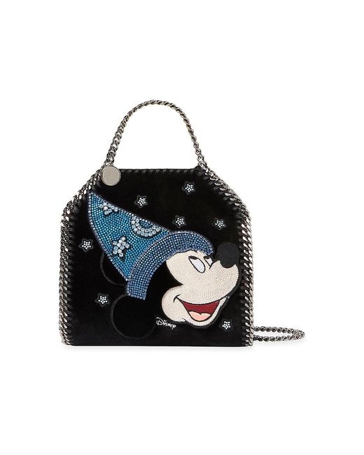 Stella McCartney Suede X Disney Fantasia Tiny Falabella Embellished Mickey Mouse Tote in Black 