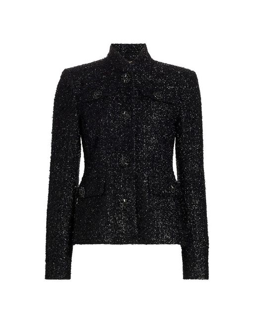 Adam Lippes Mayfair Metallic Tweed Jacket in Black | Lyst