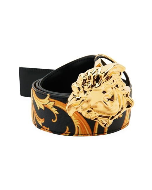 Versace Medusa Heritage Baroque Reversible Leather Belt for Men - Lyst