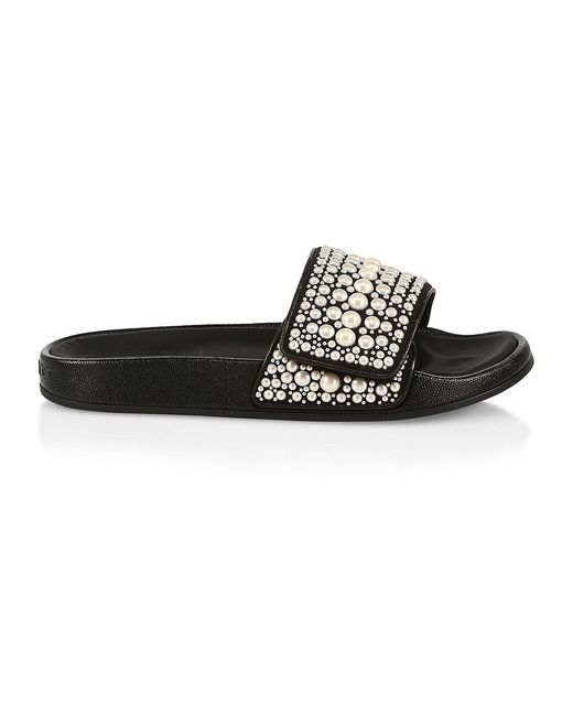 Jimmy Choo Synthetic Fitz Faux Pearlembellished Slides in Black Lyst