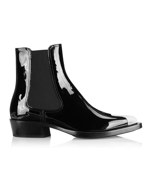 Alexander McQueen Punk Patent Leather Chelsea Boots in Black | Lyst
