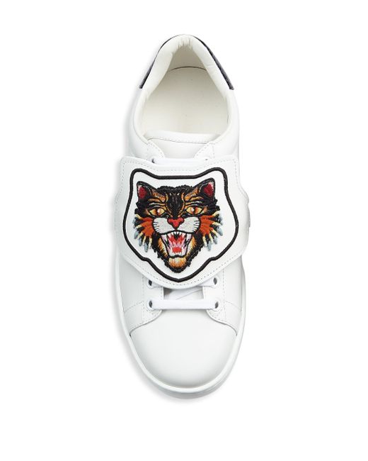 Rendezvous strimmel ufravigelige Gucci New Ace Lion Patch Sneakers in White | Lyst