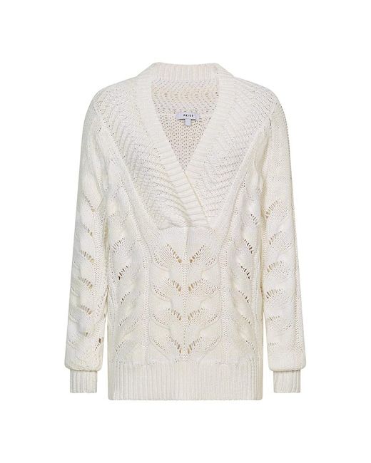 Reiss Cotton Claudine Cableknit Sweater in Ivory (White) Lyst