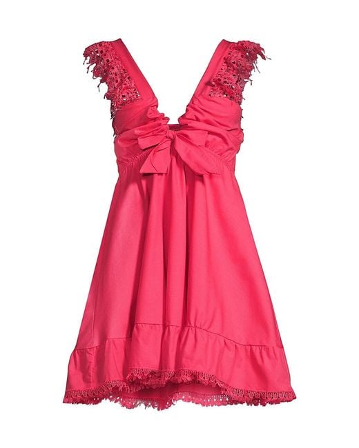 Peixoto Cotton Farrah Lace Trim Mini Dress in Pink | Lyst