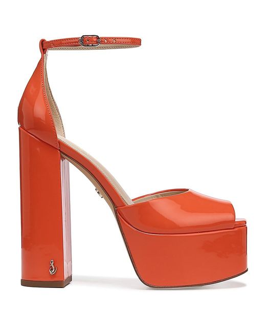 Sam Edelman Kori 110mm Faux Patent Leather Platform Sandals in Red | Lyst