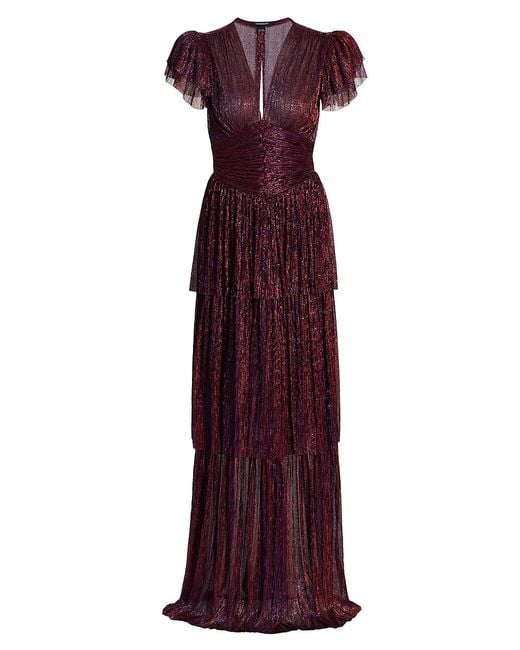 Sabina Musayev Synthetic Sarah Sequin Pleated Knit Maxi Dress in Red | Lyst