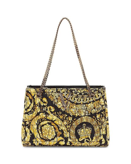 Versace Virtus Barocco-print Quilted Silk Twill Tote in Natural | Lyst