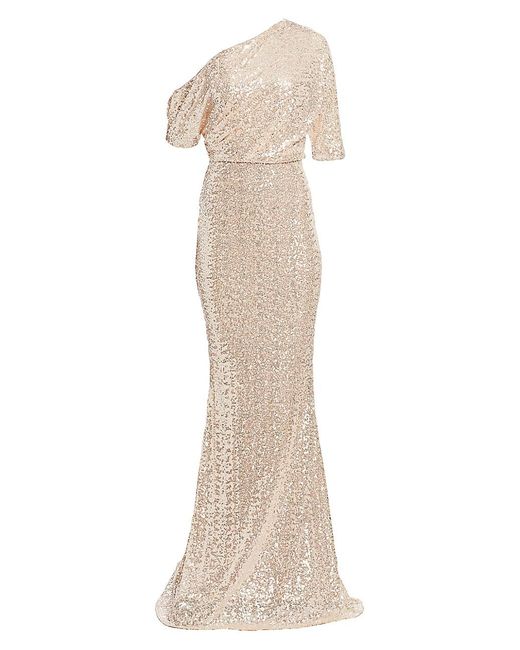 badgley mischka sequin asymmetric bow mermaid gown