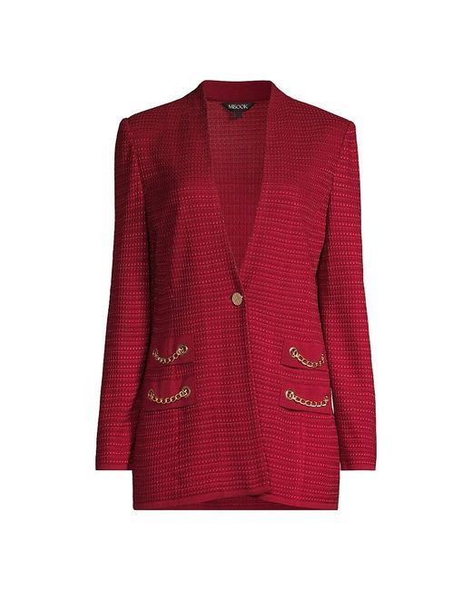 Misook Synthetic Chain Detail Textured Knit Blazer Lyst