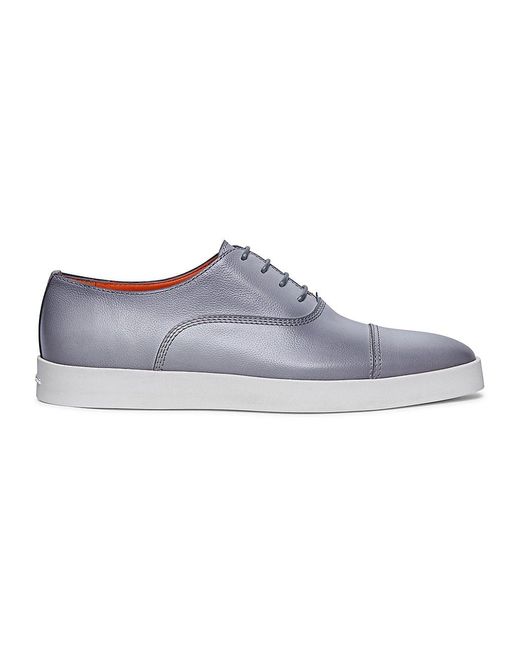 Santoni Leather Oxford Sneakers in Blue for Men Lyst