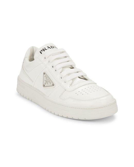 Prada Vernice Downtown Leather Low-top Sneakers in White | Lyst