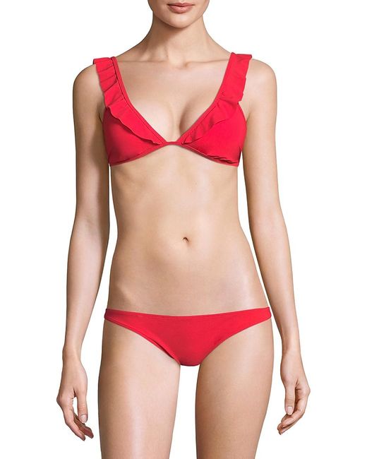 red flounce bikini top